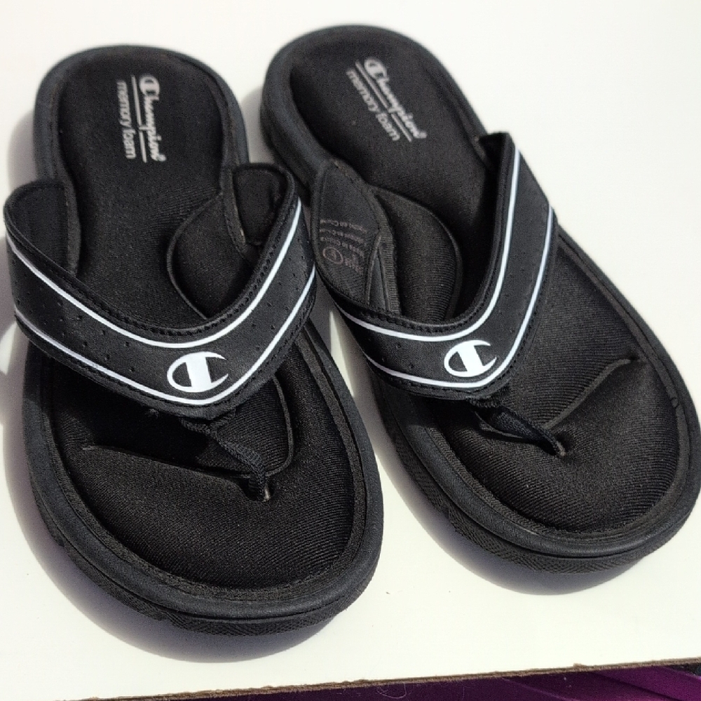 Champion Black and White Flip Flops